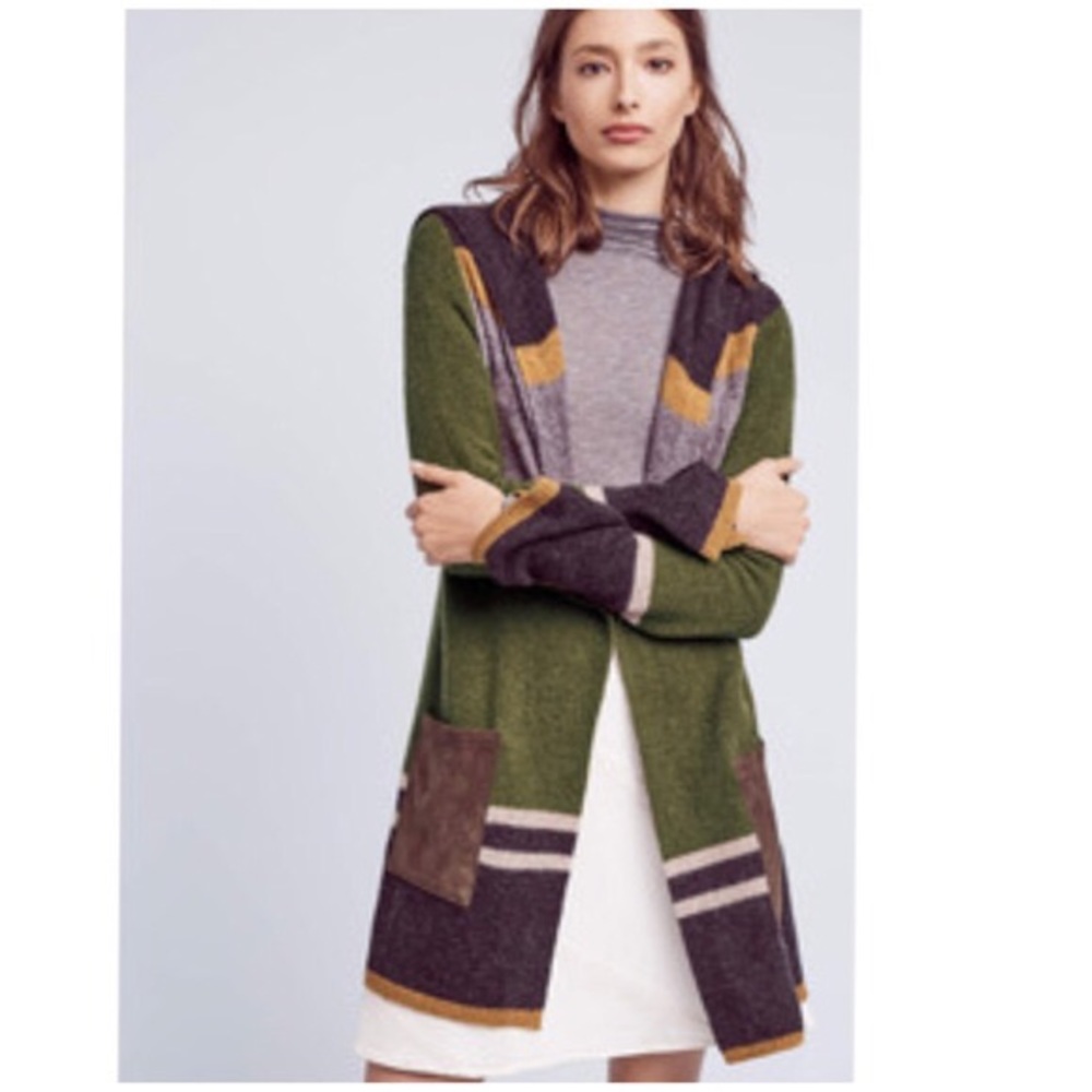 Angel of the North Mixed-Stripe Wood Cardigan